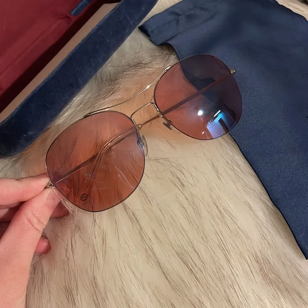 NIC Gucci Aviator Mirrored Sunglasses in Pink And Blue Combo & Silver Hardware